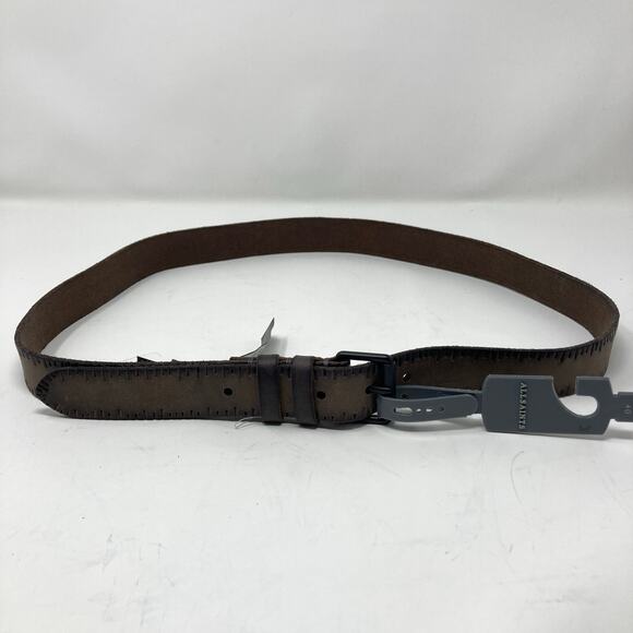 Allsaints Taupe Brown Embossed Anthracite Leather Belt Size 40 AS400028 C - Picture 8 of 13